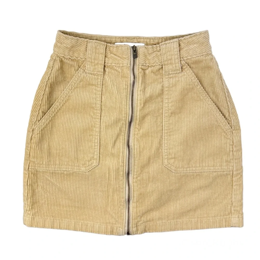 Hollister Zip Front Ultra High Rise‎ Corduroy Mini Skirt